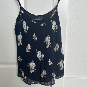 Abercrombie & Fitch Black Floral Pleated Camisole